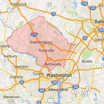 Zip Code Map for Montgomery County, Maryland