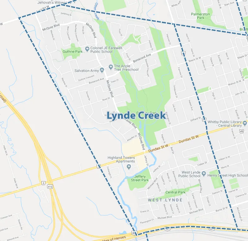 Lynde Creek, Whitby Map