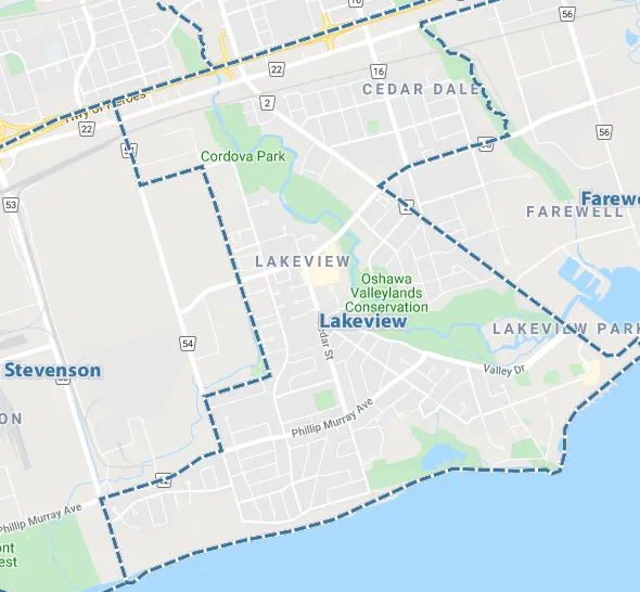 Lakeview, Oshawa Map