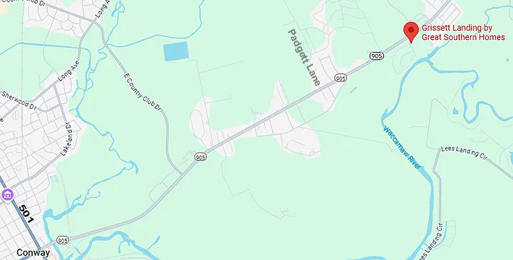 Map showing Grissett Landing in Conway, SC