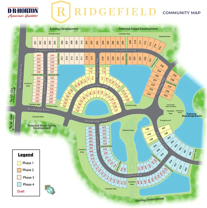 Sitemap of Ridgefield, a D R Horton Community in Conway SC