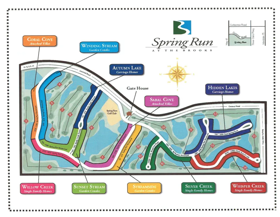 Spring Run at The Brooks golf course map in Estero Florida