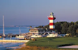 Views of the 18th golf hole at Harbour Town in Sea Pines, Hilton Head, SC