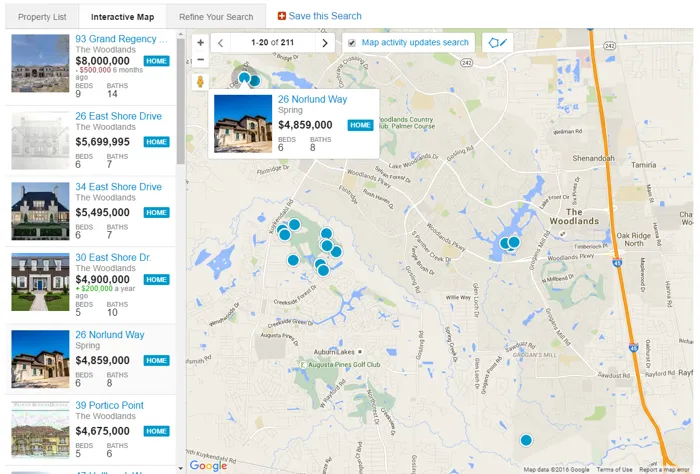 Map Search The Woodlands Texas