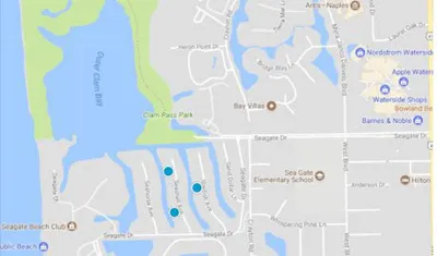 Interactive map of Seagate waterfront homes and canals in Naples Florida