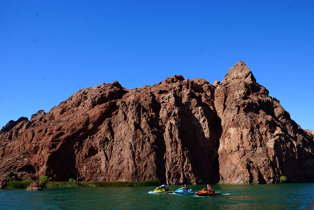 Boating through Topock Gorge north of Lake Havasu City on the Colorado River
