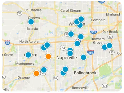 Interactive map search of homes for sale in the Chicago western suburbs