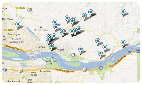 Washougal Area Homes Search Map Results