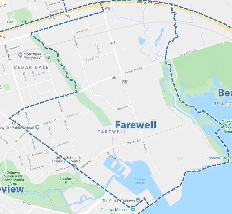 Farewell, Oshawa Map
