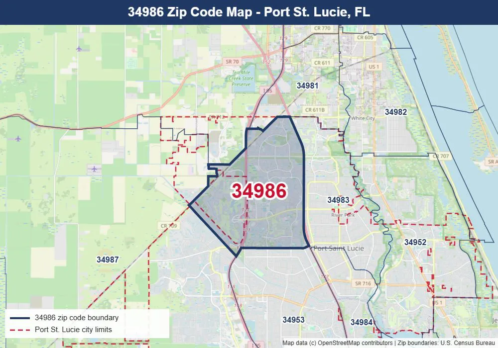 34986 zip code map - Port St Lucie 34986 homes for sale