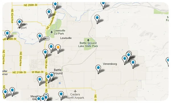 Battle Ground WA Homes Search Map Results