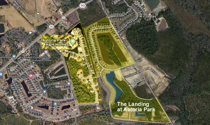 Map showing The Landing at Astoria Park