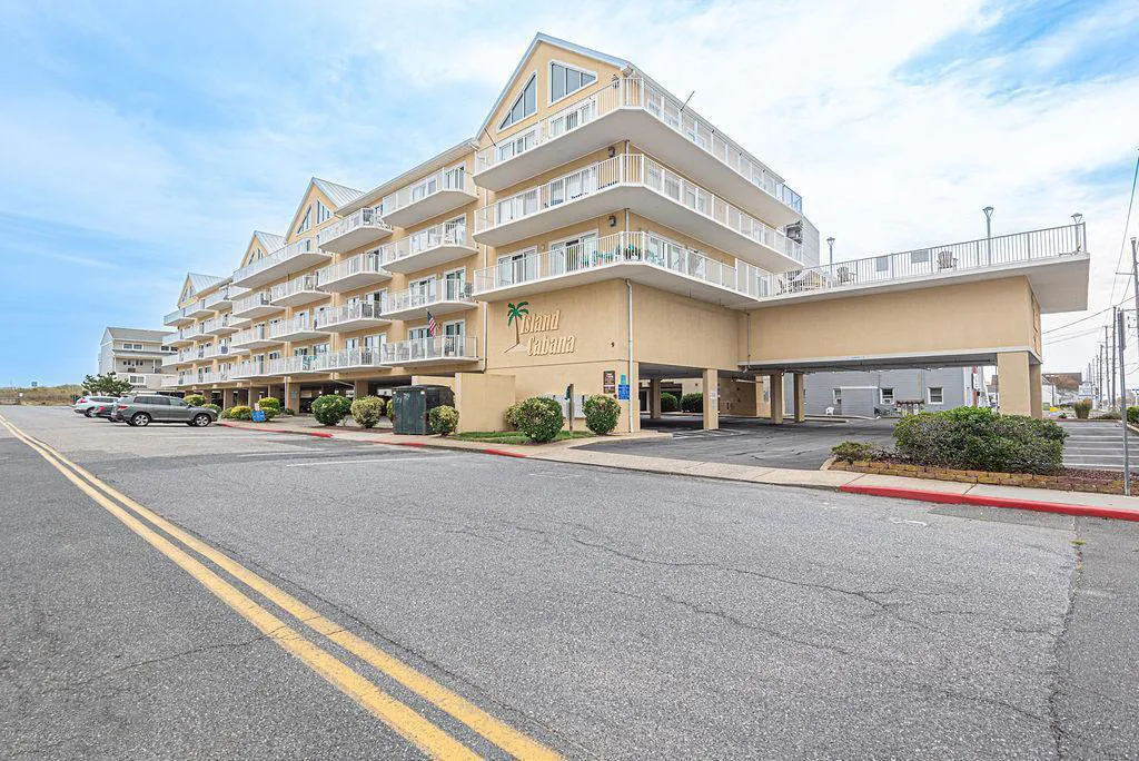 Island Cabana ocean block condo building exterior view, Ocean City, MD