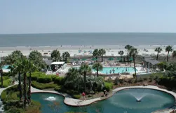 View of Lagoon and  Swimming Pool at The Sea Crest Oceanfront Condo Complex in Hilton Head, SC