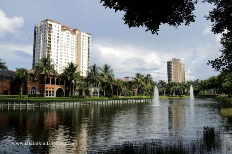 Navona and Sorrento towers across the lake at The Colony Golf and Bay Club, Bonita Springs