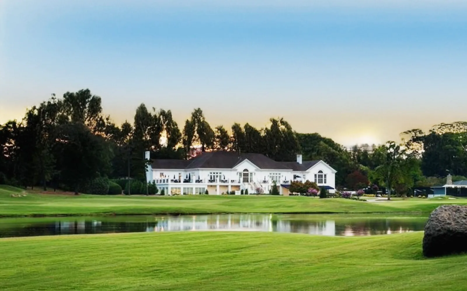 Back view of Providence Country Club clubhouse Charlotte NC