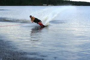 Slalom skiing on Lake Petenwell