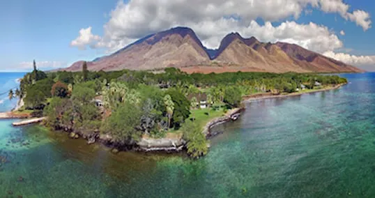 Aerial view of Olowalu and the West Maui Mountains
