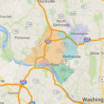 Zip Code Map for Bethesda and Kensington