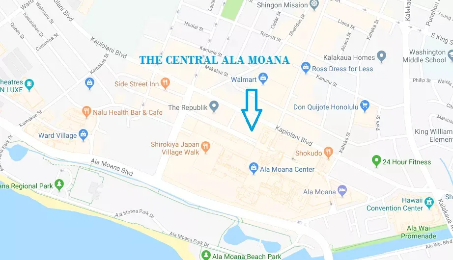 The Central Ala Moana location map