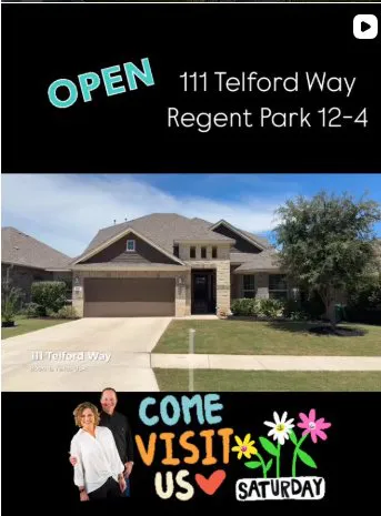 Instagram reel promoting an open house on Telford Way