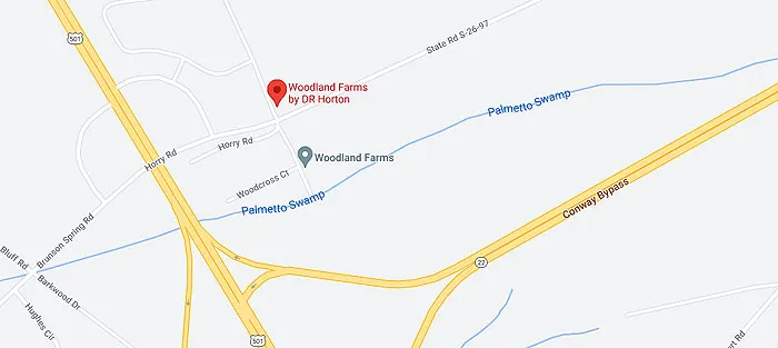 Map showing Woodland Farms by D R Horton