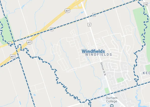 Windfields, Oshawa Map