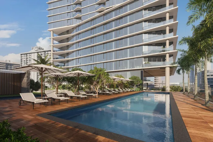 Muse Honolulu pool deck rendering
