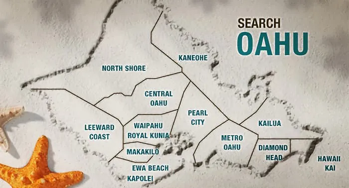 Detailed Oahu Map showing different regions