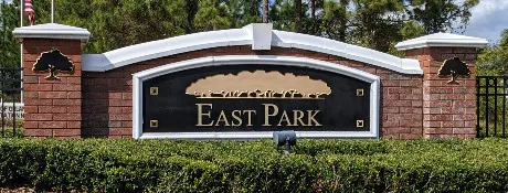 Entrance signage and landscaping at East Park in the Lake Nona area of Orlando