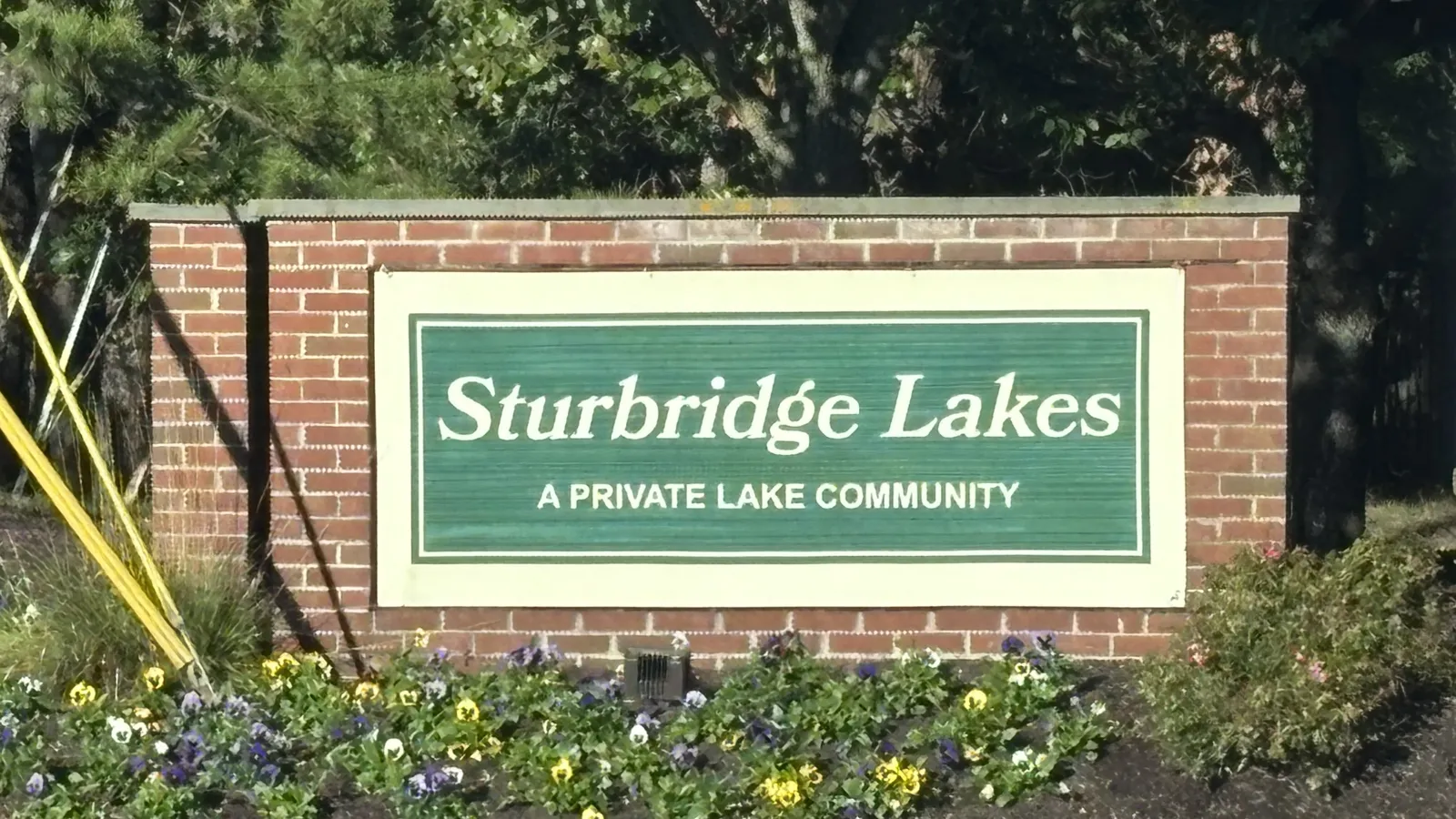 Sturbridge Lakes, a private lake community entrance sign in Voorhees, NJ