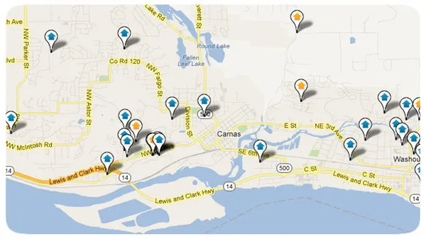 Camas WA Homes Search Map Results