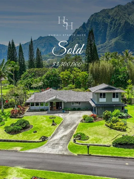 Windward Oʻahu luxury home with a long driveway beneath the Koʻolau mountains, sold for $3,300,000 by Hawaii Starts Here
