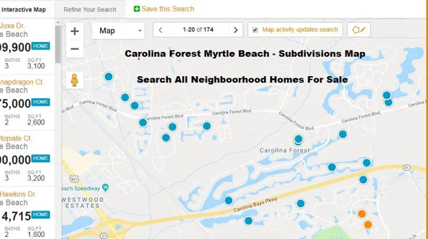 Carolina Forest Myrtle Beach Subdivisions Map