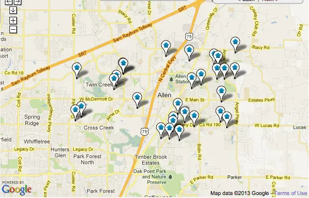 Allen Homes for Sale Map Search