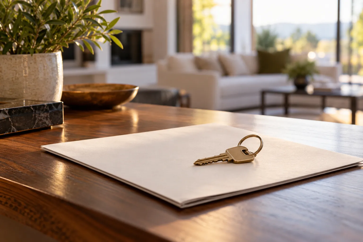 A key resting on a document