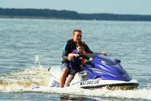 Riding waverunners on Lake Petenwell