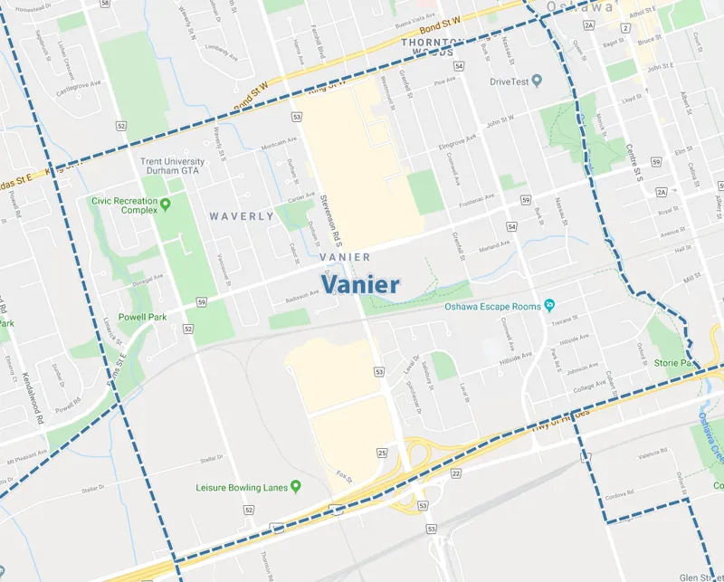 Vanier, Oshawa Map