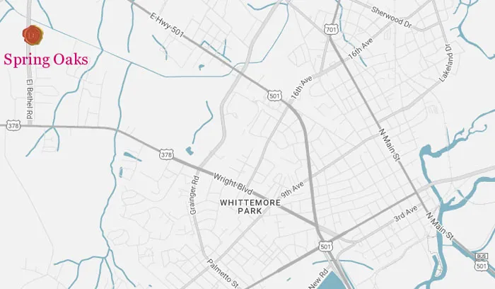 Map of Spring Oaks development in Conway SC