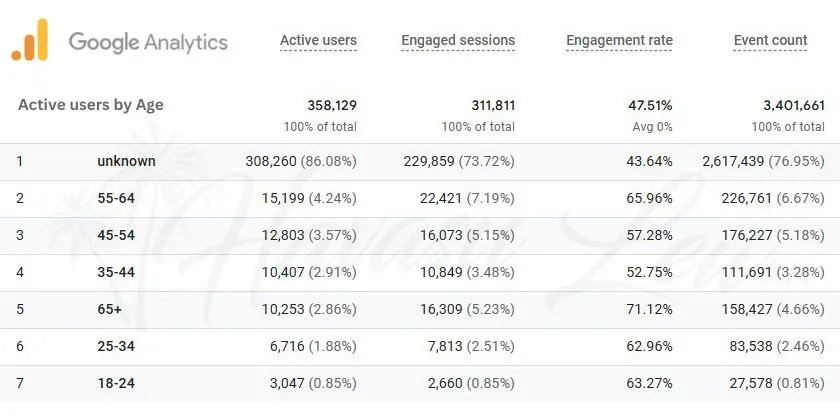 Audience age data for HavasuLew real estate marketing