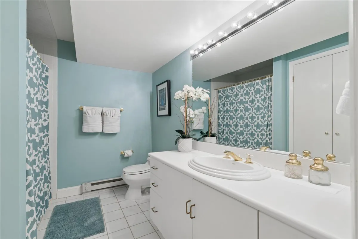 Lower level full bathroom with tub and shower at 15 Copper Vail Court in Princeton NJ