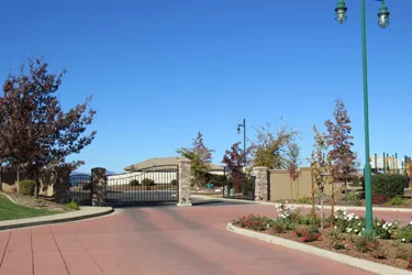 The entrance at Clover Creek Village, a gated community in Redding CA