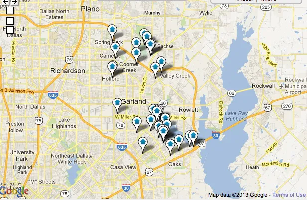 Firewheel - Garland Homes for Sale Map Search