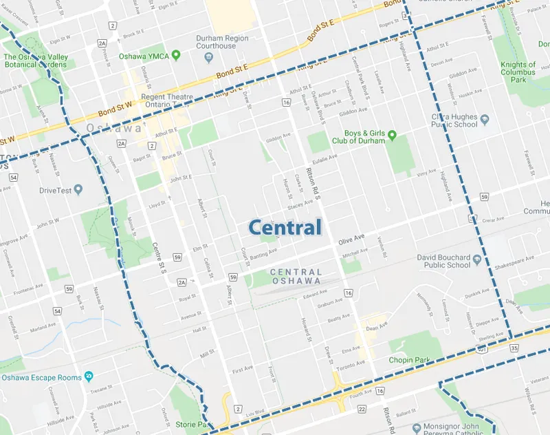 Central, Oshawa Map
