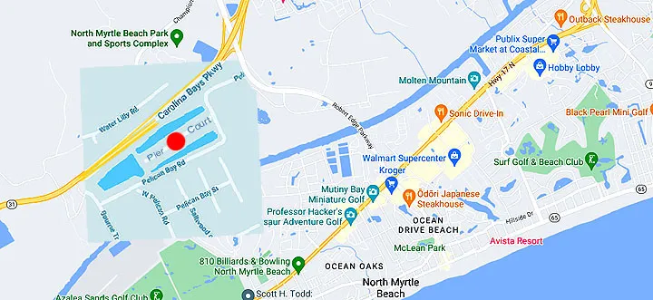 Map of North Myrtle Beach and Pelican Bay Lakes