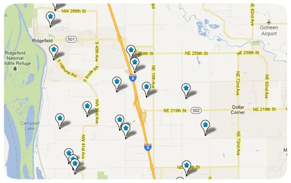 Ridgefield Area Homes Search Map Results