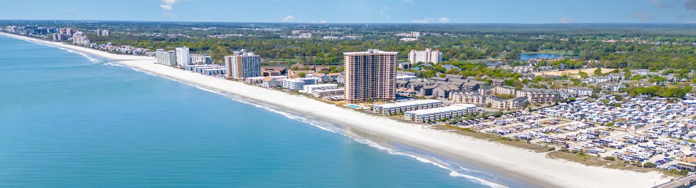 North Myrtle Beach Aerial View over the Beach