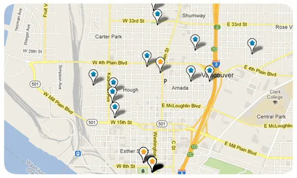 Downtown Vancouver Area Homes Search Map Results