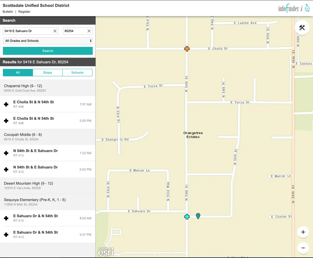 "Home School" Bus Stop Locations (SUSD)