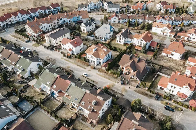 An aerial view of one of the family-friendly neighborhoods in the Charleston area.